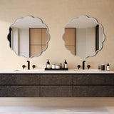 Kushi Round Scalloped Edge Mirror in Glossy Nickle