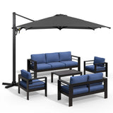 6-Piece Aluminum Patio Sofa Set with Umbrella