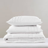 Grid Textured Soft Washed Pleated Comforter Set, White