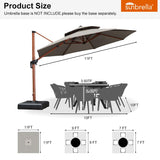 PURPLE LEAF Double Top 11 ft Round Outdoor Patio Umbrella with High Quality Sunbrella Fabric