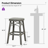 PURPLE LEAF Outdoor Bar Stools Set of 2 Rattan Patio Tall Bar Chairs Aluminum Frame with Back Barstools for Kitchen Garden Backyard Bistros Restaurant