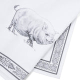 Black & White Emily the Pig Tea Towel