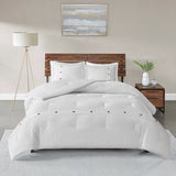 Waffle Weave Comforter/Duvet Cover Mini Set, White