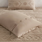 Chenille Tufted Jacquard Oversized Comforter Set, Tan