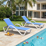PURPLE LEAF Patio Chaise Lounge Chair Outdoor Plastic Textilene Sun Bathing Recliner Tanning Pool Lounger with 6 Adjustable Position for Outside Beach in-Pool Lawn Poolside