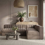 Rummi - Armless Velvet Performance Fabric Upholstered 4 Piece Modular Sectional