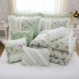 9 Piece Cotton Percale Floral Comforter Set, Sage Green