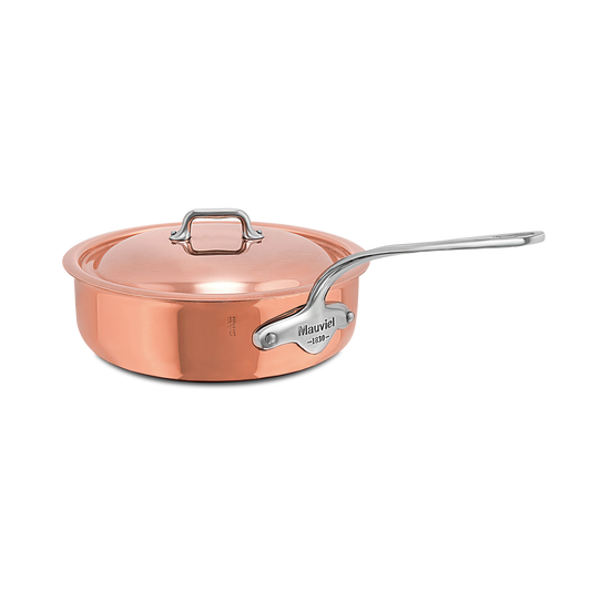 Mauviel M'6 S Induction Copper Saute Pan With Lid, Cast Stainless Steel Handle