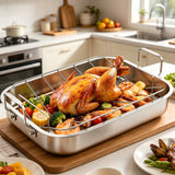 15.6'' Roasting Pan with V-Shaped Rack, Rectangular