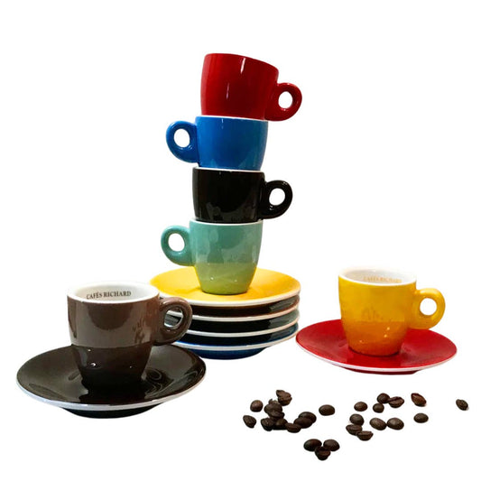 Cafes Richard Colored Espresso Cup & Saucer Set of 6