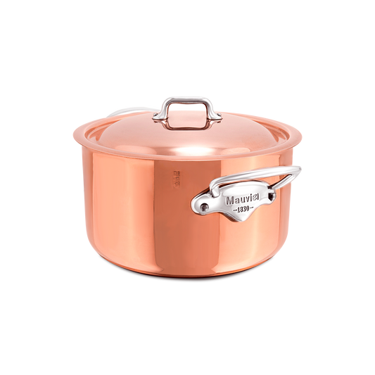 Mauviel M'6 S Induction Copper Stewpan With Lid, Cast Stainless Steel Handles