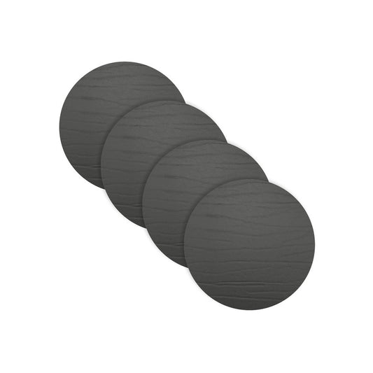 Strata Leather Black Placemat - Round 13"- Set of 4