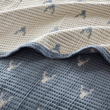 3 Piece Reversible Rustic Coverlet Set, Blue