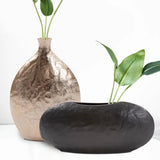 Hammered Organic Ebony Aluminum Canoe Vase- Large