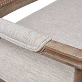 Compact Rattan Banquette Settee, Beige/ Reclaimed Natural