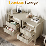 Fluted Nightstand with 2 Drawers Set of 2