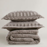 Solid Faux Fur Comforter Mini Set, Gray