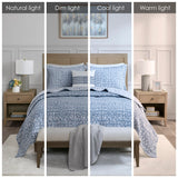 4 Piece Oversized Reversible Matelasse Quilt Set, Blue