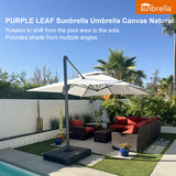PURPLE LEAF SUNBRELLA Cantilever Umbrella Grey Aluminum Patio Umbrella