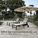 PURPLE LEAF Double Sided Patio Umbrella with Light Large Market Umbrellas with Base