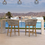 PURPLE LEAF Outdoor Bar Stools Set of 2 for Overweight Wicker Rattan Patio Barstools Woven Modern Bar Chairs with Backrest and Cushions for Garden Outside