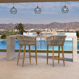 PURPLE LEAF Outdoor Bar Stools Set of 2 for Overweight Wicker Rattan Patio Barstools Woven Modern Bar Chairs with Backrest and Cushions for Garden Outside