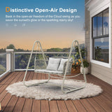 PURPLE LEAF Double Cloud Hanging Chair - Outdoor Patio Rattan Swing Chair with Cushion and Backrest.