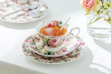 Victorian Rose Bone China Tea Cup & Saucer, 7oz