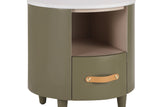 GALEN Modern Round Nightstand with Storage Drawer