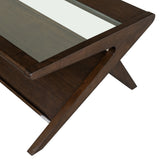 Mid-Century Tempered Glass Top Morocco Brown Coffee Table