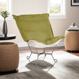 Scroll Puff Rocker Bella Moss Titanium Frame