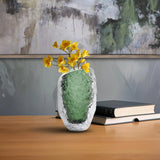 Emerald Crystalized Glass Vase- Medium