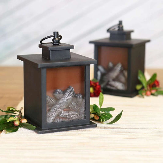 Led Vintage Decorative Black Lantern - Tokyo (Set of 2)