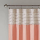 Faux Silk Color Block Window Pintuck Curtain, Coral