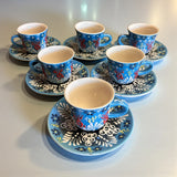 Ceramic Embossed Turkish Coffee Set, 12-Piece