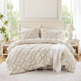 Bowtie Lightweight Puffy Floral Comforter Set, Ivory