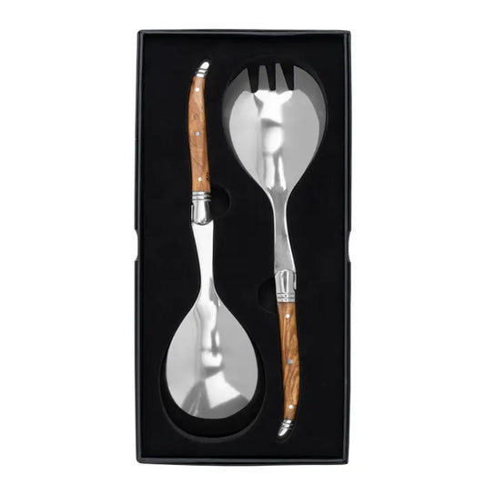 Wholesale French Home Laguiole 2-Piece Olive Wood Salad Server Set