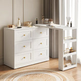 Extendable Makeup Vanity Desk with 6 Drawers