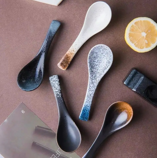 Japanese Ceramic Soup Spoon Tableware Kitchen Spoon