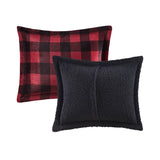 Plush To Sherpa Winter Comforter Set, Red Buffalo Check