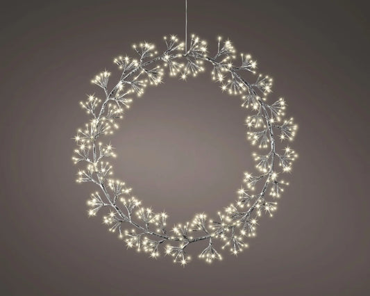 31" 500LED Warm White Silver Wreath