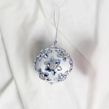 4" White Jeweled Floral Ball Ornament Set Of 6