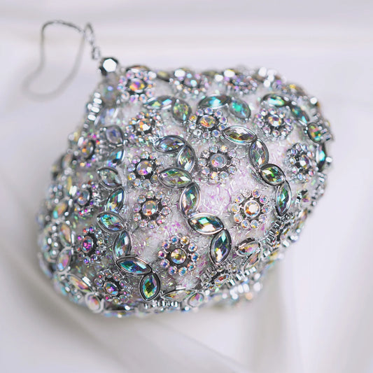 4" Silver Beaded Onion Ornament Set Of 6