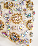 4" Ivory Jeweled Heart Ornament Set Of 6
