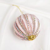 4" Pink Jeweled Ball Ornament Set Of 6