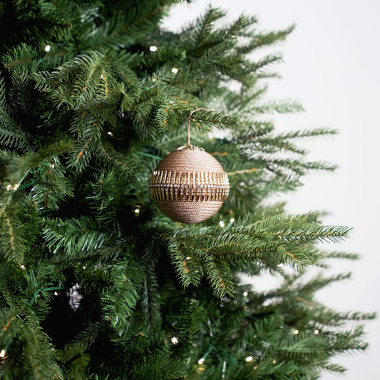 4" Brown Gold Jeweled Ball Ornament Set Of 6