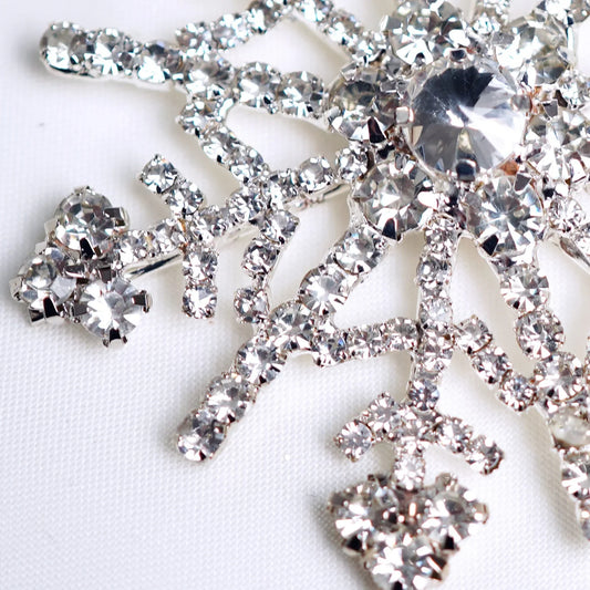 4" Clear Silver Jewel Snowflake Ornament Set Of 6