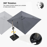 PURPLE LEAF Hailar Deluxe Aluminum Patio Umbrella with Base, Square and Rectangular Umbrella