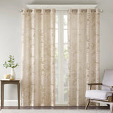 Botanical Burnout Palm Leaf Sheer Window Panel, Natural
