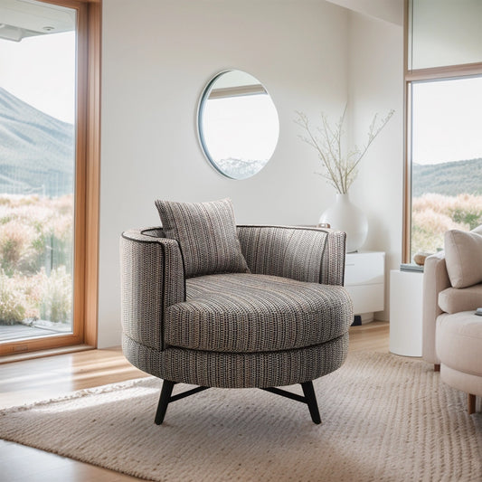 Modern Stripe Round Deep Seat Lounge Swivel Chair*